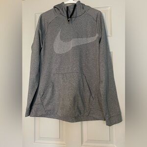 Nike gray & white dri fit cowl neck hoodie